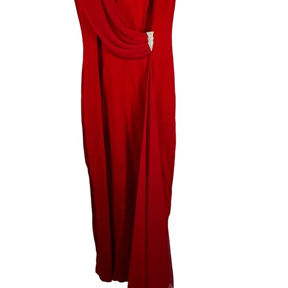 Tadashi Womens Red Cowl Neck Open Back Sleeveless Bodycon Long Dress Size S - Picture 7 of 16